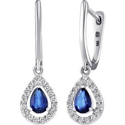 Silvego Diamantové visiace náušnice (0,18 ct + 0,44 ct) ZORA s pravým zafírom DNN1544EBS