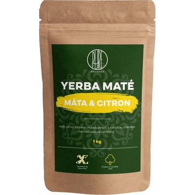 BrainMax Pure Yerba Maté Máta & Citrón 1000 g