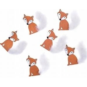 Dalprint Wooden foxes with fur self-adhesive 6pcs