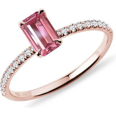 Klenota prsten s turmalínem a diamanty v růžovém zlatě k0752024