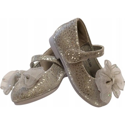 Baleríny poltopánky elegantné trblietky mašlička strieborné