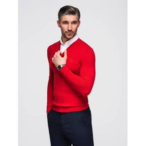 Ombre Clothing Червен мъжки пуловер с яка на риза Ombre Облекло Ombre Clothing | Cherven | МЪЖЕ | L