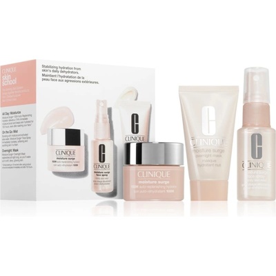 Clinique Moisture Surge™ Moisture Surge™ 100H Auto-Replenishing Hydrator hydratačný gélový krém mini 15 ml + Moisture Surge™ Overnight Mask nočná hydratačná maska mini 30 ml + Moisture Surge™ Face Spr