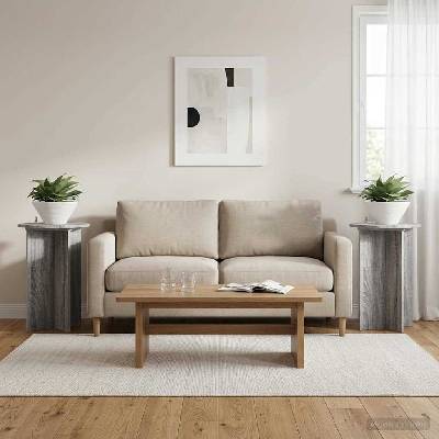 vidaXL Стойка за растения 2 бр. Сива сонома Ø40 x 60 см (899714)