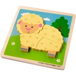 Bigjigs Toys Дървен пъзел Bigjigs - Овца, 4 части (34052) - baby