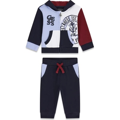 Guess Спортен екип в тъмно синьо, вишнаво и бяло за бебе момче Guess