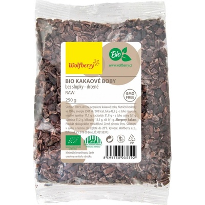 Wolfberry Kakaové boby drvené Bio 250 g