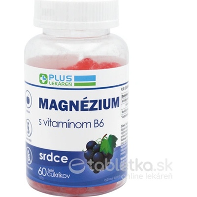 Plus Lekáreň Magnézium s vitamínom B6 želé s príchuťou hrozna 60 ks