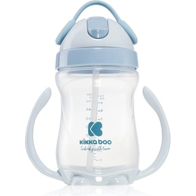 KikkaBoo hrnek se silikonovým brčkem 300ml Blue