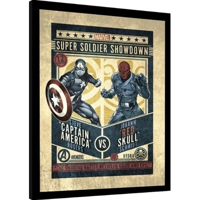 Rámovaný Obraz - Captain America, 34.5 × 44.3 cm