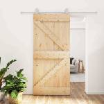 vidaXL Преплъзваща се врата 95 x 210 cm Естествено и бяло (3445022)