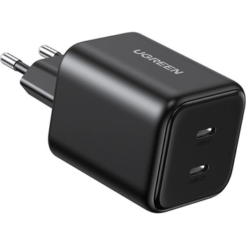 UGREEN X526 Променливотоково зарядно устройство с 2 гнезда Type-C 45W, бързо зарядно устройство, ЧЕРНО 65058 (65058)