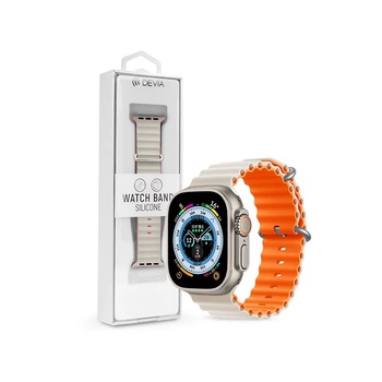 DEVIA Apple Watch силиконова спортна каишка - Deluxe Series Sport6 Silicone Two-tone Watch Band - 38/40/41 mm - starlight/orange (ST381621) (ST381621) (ST381621)