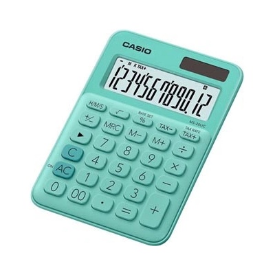 Casio Kalkulačka MS 20 UC GN, tyrkysová, dvanásťmiestna, duálne napájanie, DOPRADE