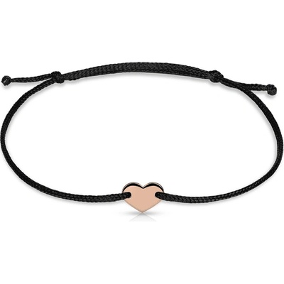 Danfil zlaté srdce s černou šňůrkou DLB/BLL008 růžové zlato