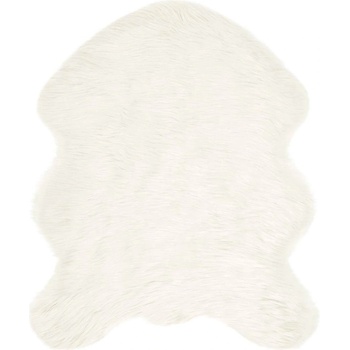 vidaXL Изкуствен килим от кожи Бяло 50 x 80 cm Полиестер (42021474)