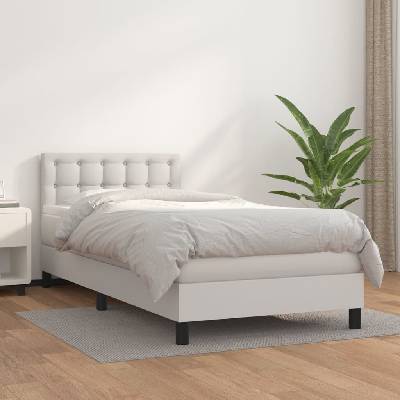 vidaXL 3141091 Boxspring postel s matrací umělá kůže / barva Bílá