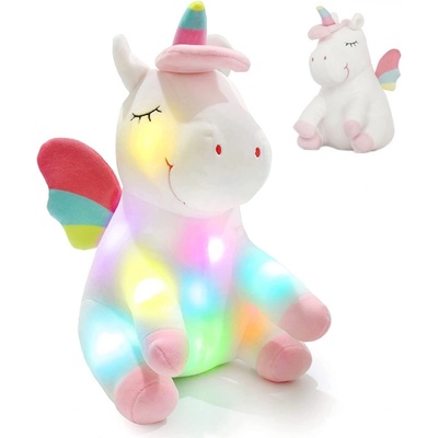 Teddies Jednorožec plyš ležící 30 cm na baterie svítící