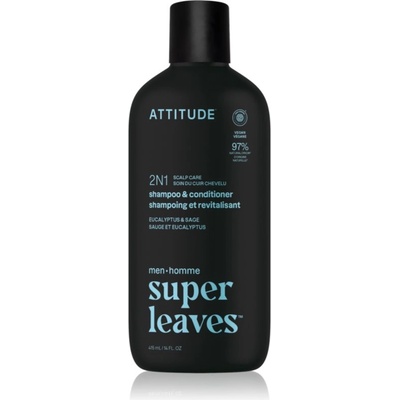 ATTITUDE Super Leaves Men's Shampoo and Conditioner 2-in-1 шампоан и балсам 2 в1 за мъже Eucalyptus & Sage 415ml