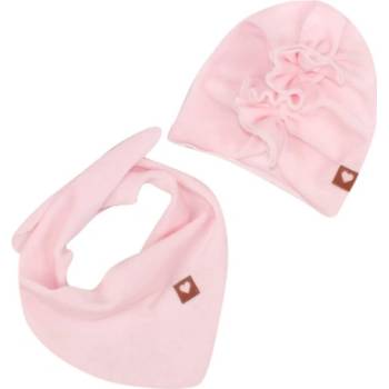 Z&Z Stylová dětská jarní podzimní velurová čepice turban s šátkem sv. růžová