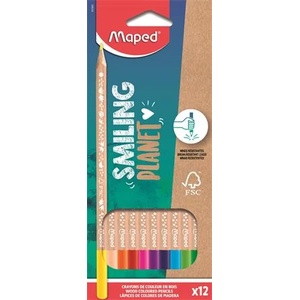 Maped Комплект цветни моливи, триъгълни, fsc, maped "Усмихната планета", 12 различни цвята 831800fc (831800fc)