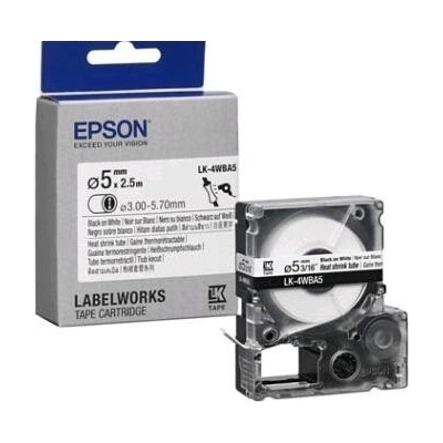 Epson LK-4WBA5 C53S654904 6мм x 9м, черно копиране / бял фон, оригинален термоусадочен шлаух (C53S654904)