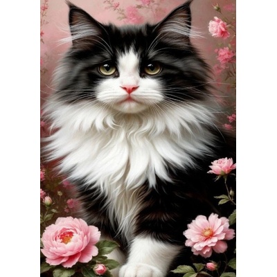 Norimpex - Puzzle Diamant painting: Black and white cat 30x40cm - 1 - 39 piese