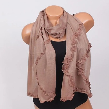 Image 1 of Млечно кафяв дамски шал с къдри