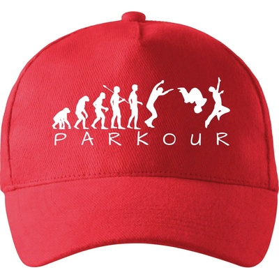 Parkour evolúcia so zahnutým šiltom a mosaznou sponou Červená