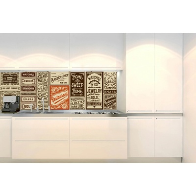 DIMEX KI-180-224 Fototapeta do kuchyne Vintage etikety, rozmery 180 x 60 cm