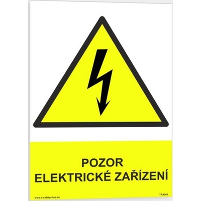 Traiva s.r.o Pozor elektrické zařízení Verze: Samolepka 210 x 297 mm (A4) tl. 0.1 mm - Kód: 10809