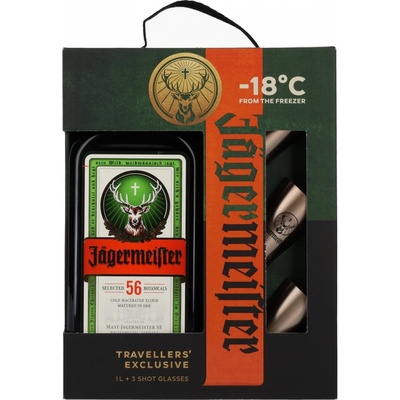 Jägermeister Travellers Exclusive 1 l (dárkové balení kalichy)