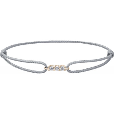 Tiami provázkový náramek Pure Line 3 z růžového zlata s diamanty světle šedý BPL3P2207