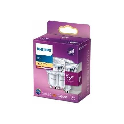 Philips LED Classic GU10 lamp, 35 W, reflector LED spots with warm white light, energy-saving lamps with a long useful life, pack of 2, old generation - 77429500