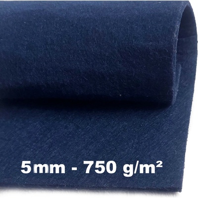 Technický filc 5 mm barva tmavě modrá, šířka 100 cm