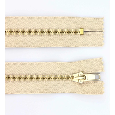 Pro Háčkování Kovový zip nedělitelný 8 cm, Ø 6 mm světle béžový