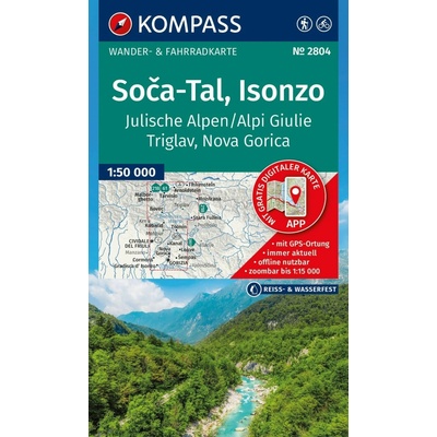 2804 Soča-Tal, Isonzo, Julische Alpen, Triglav 1: 50 000 KOMPASS