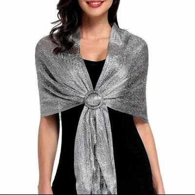Yuwi šál přes ramena se sponou 33018052-5 stříbrná – Zboží Mobilmania