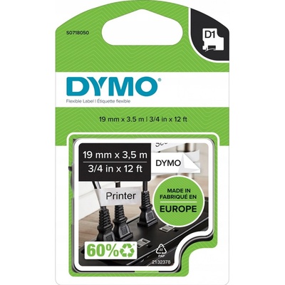 Páska Dymo D1 - Nylon, 19mm (16958) bílá, černý tisk, 3,5m