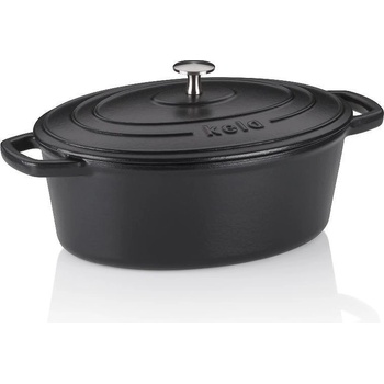 Kela Чугунена овална тенджера kela calido с капак - 29 х 23 см (4 л) - цвят черен (kela 12861)