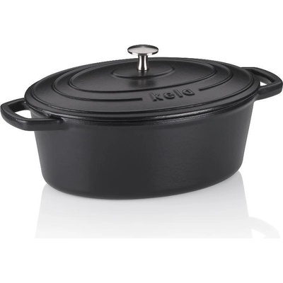 Kela Чугунена овална тенджера kela calido с капак - 29 х 23 см (4 л) - цвят черен (kela 12861)