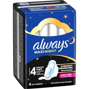 Always Дамски превръзки с крилца Always - Maxi Night, размер 4, 8 броя