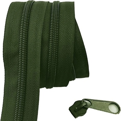 Zip spirálový khaki 8 mm metráž