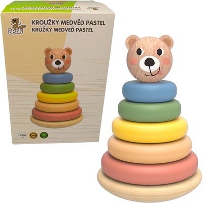 Babu skládací pyramida pastelové kroužky medvěd