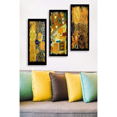 ASIR Obraz na MDF 3ks ZLATÁ ABSTRAKCE 20 x 50 cm