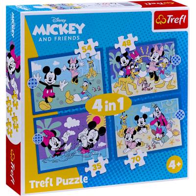 Trefl Пъзел Trefl 4 в 1 - Забавни случки с Мики Маус (34669)
