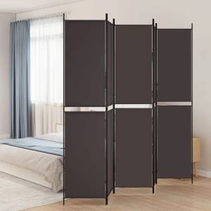 vidaXL Параван за стая, 5 панела, кафяв, 250x220 см, плат (350251)