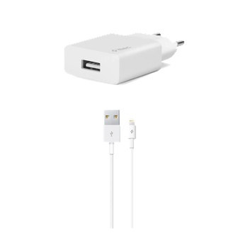 Ttec Зарядно 220V SmartCharger USB Travel Charger, 2.1A, incl. Lightning Cable - Бяло, 116905