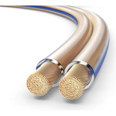 PureLink speaker cable OFC 2x4.00mm2 (0.10mm), 50.0m, transparent with blue characteristic curve - SP020-050