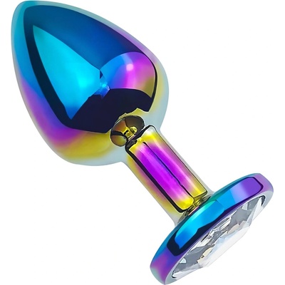 Sunfo - метален анален плъг с бял камък (дъга)